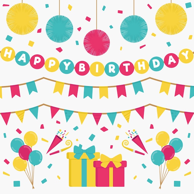 Free vector birthday decoration pack