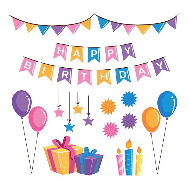 Free vector birthday decoration pack