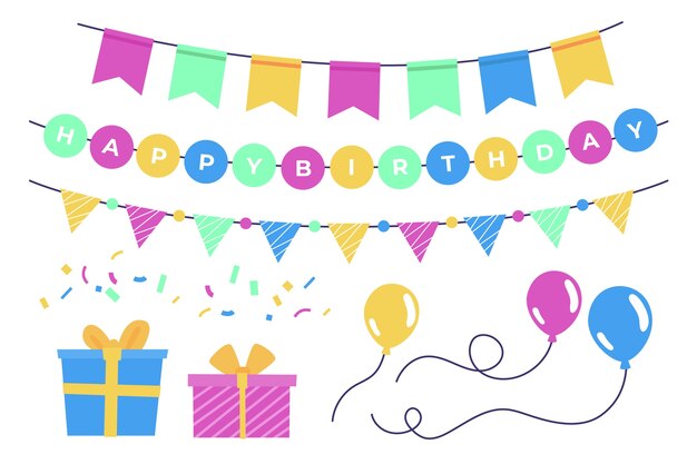 풍선 및 선물 생일 장식