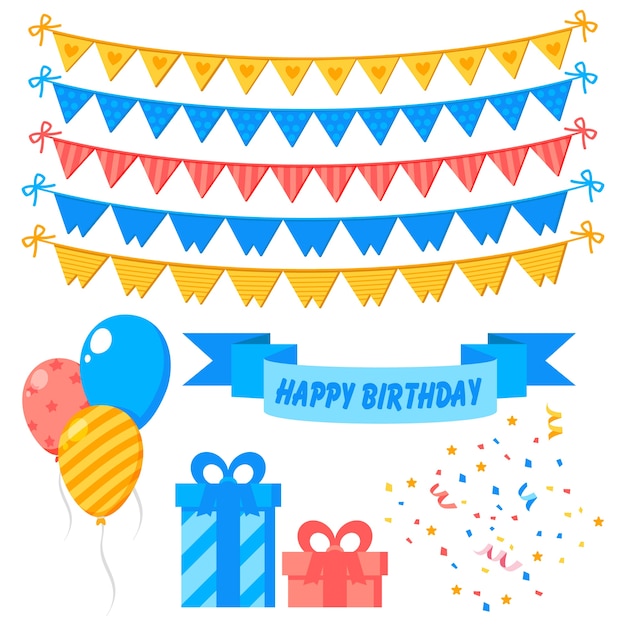 Free vector birthday decoration with balloons