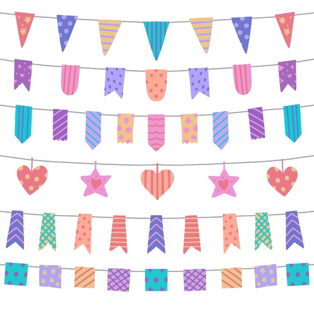 Free vector birthday decoration with colorful ribbon