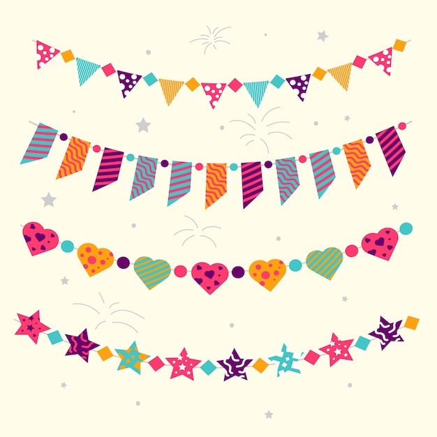 Free vector birthday decoration with party ribbons