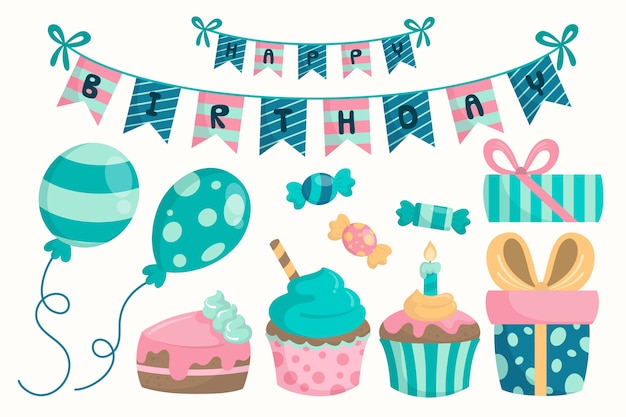 Free vector birthday decoration with presents