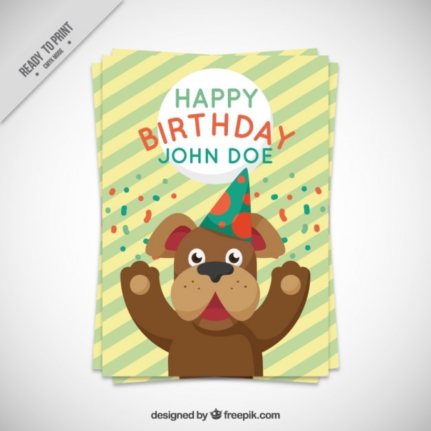 Vettore gratuito carta di cane di compleanno