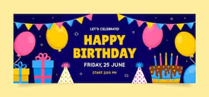 Free vector birthday facebook cover design template