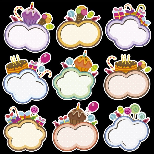 Birthday frames with cloud shape