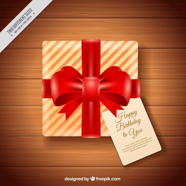 Birthday gift background with red ribbon