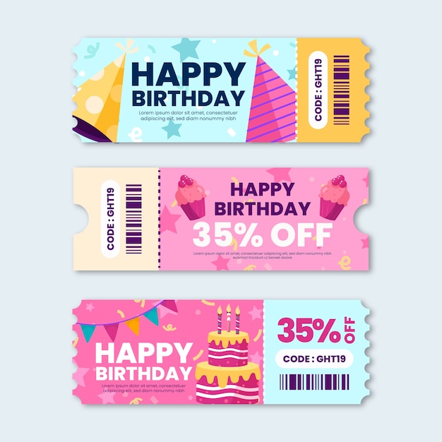 Бесплатное векторное изображение Дизайн шаблона подарочного сертификата на день рождения