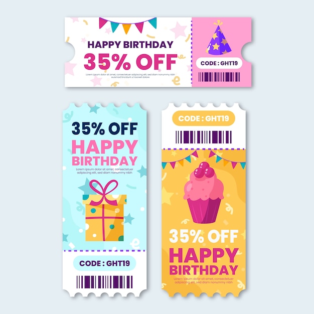 Free vector birthday gift voucher template design