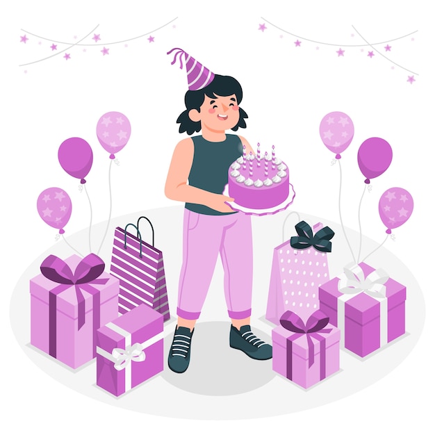 Free vector birthday girl  concept illustration