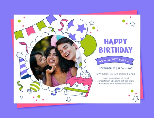 Birthday greeting card template