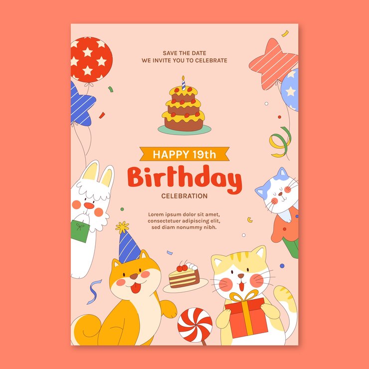 무료 Vector 생일 축하 카드 템플릿