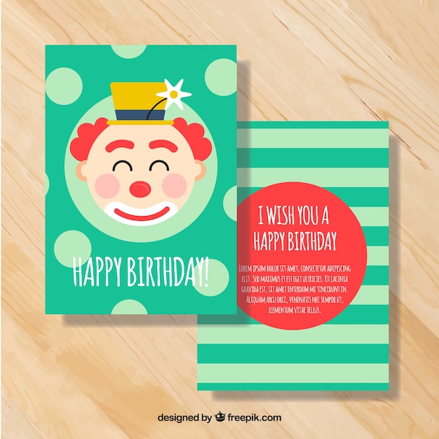 Vettore gratuito biglietto di auguri di compleanno con divertenti clown