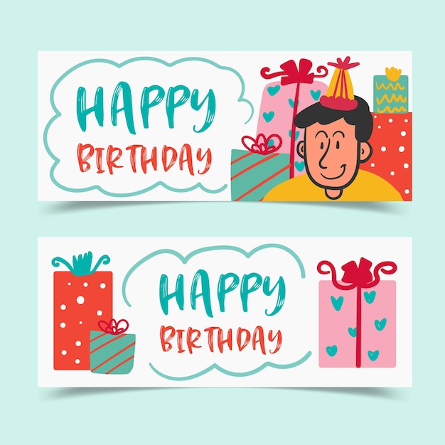 Поздравительные открытки на день рождения, украшенные мальчиком и подарочными коробками
