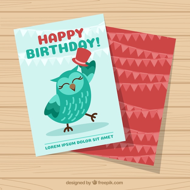 Birthday greeting with nice owl