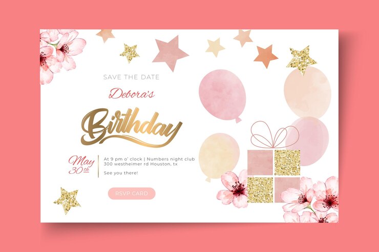 無料Vector 誕生日の水平バナーテンプレート