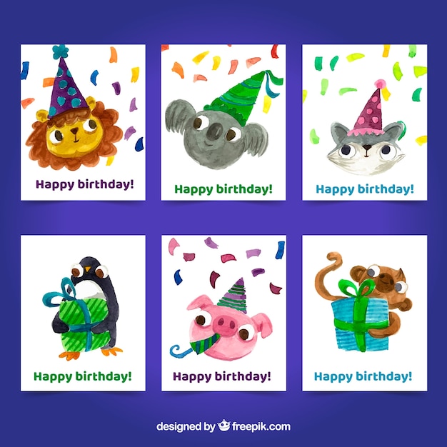 Birthday invitation card with animals