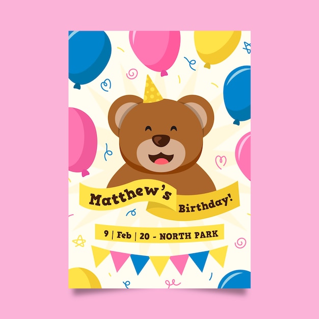 Free vector birthday invitation for childrens template concept