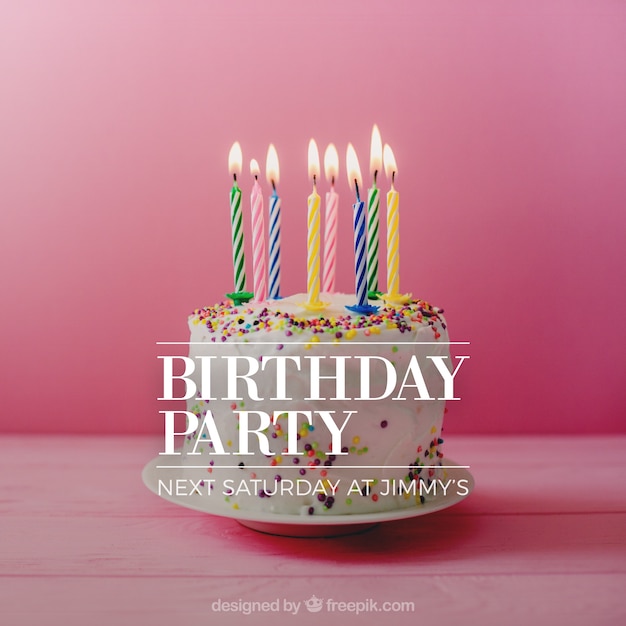 Birthday invitation design with cake