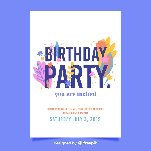 Birthday invitation floral template