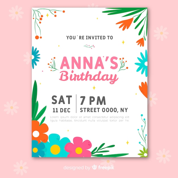 birthday invitation floral template