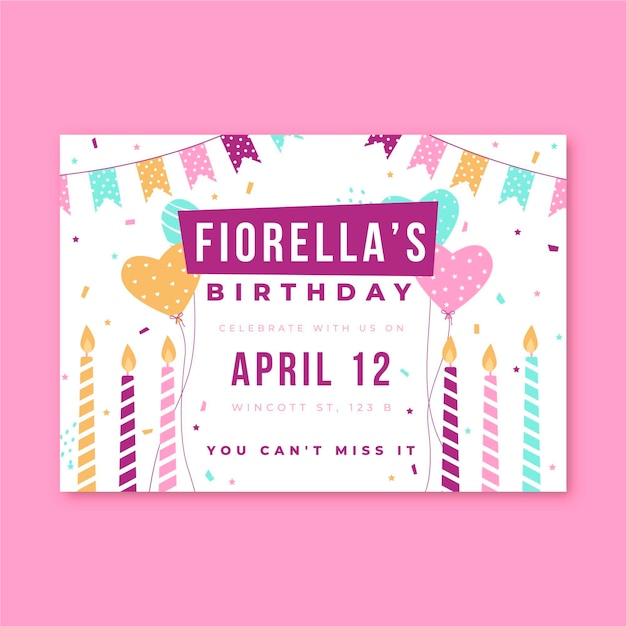 Birthday invitation party candles and confetti