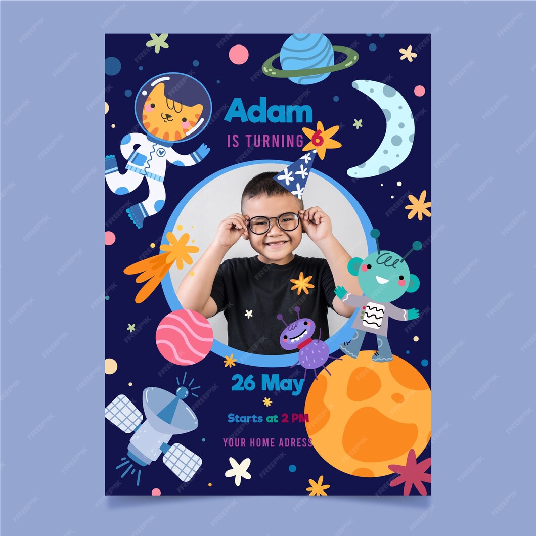 Free Vector | Birthday invitation template for boy