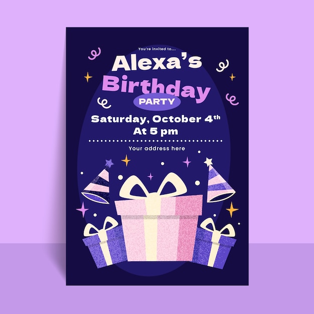 Free vector birthday invitation template design