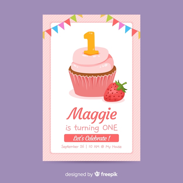 Free vector birthday invitation template in flat style