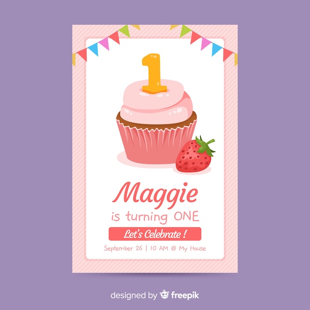 Free vector birthday invitation template in flat style