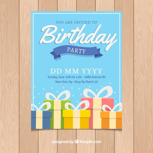 Free vector birthday invitation template in flat style