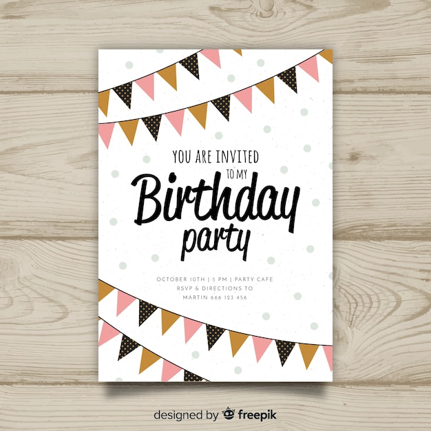 Free vector birthday invitation template in flat style