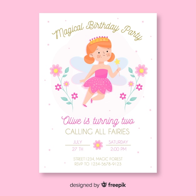 Birthday invitation template in hand drawn style