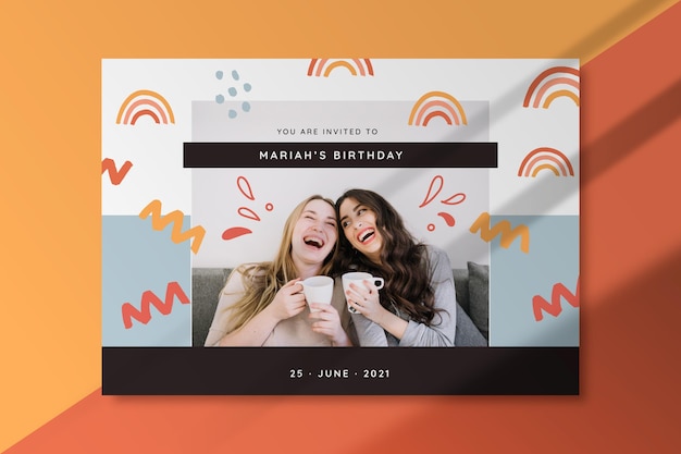 Birthday invitation template with photo