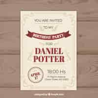 Free vector birthday invitation in vintage style