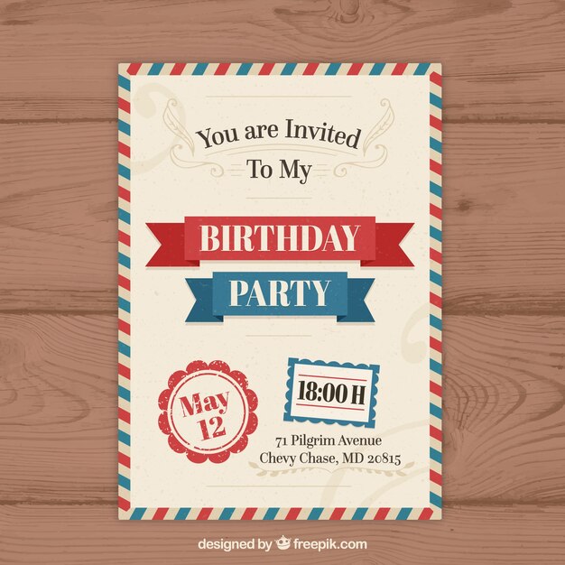 Birthday invitation in vintage style