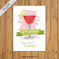 Free vector birthday invitation with a cocktail