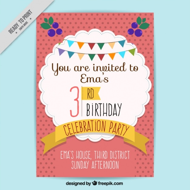 Birthday invitation with dots background