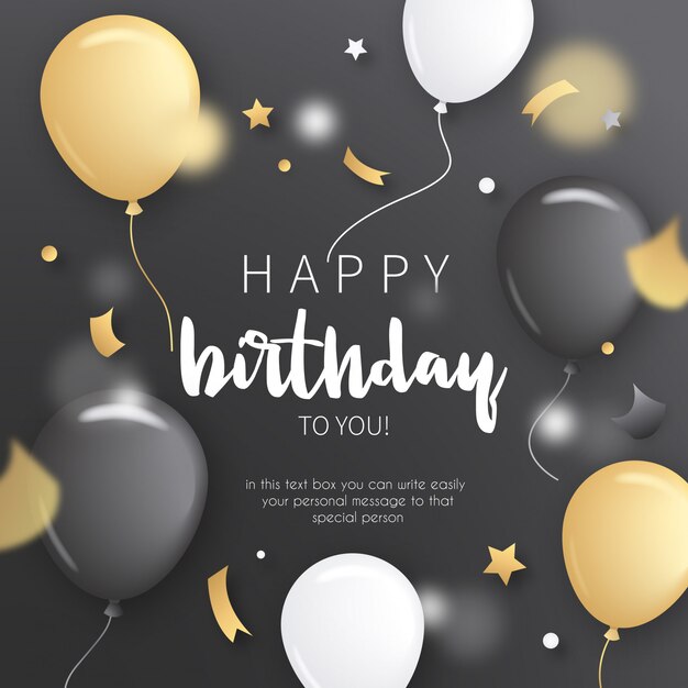 Birthday Invitation with Golden Balloons