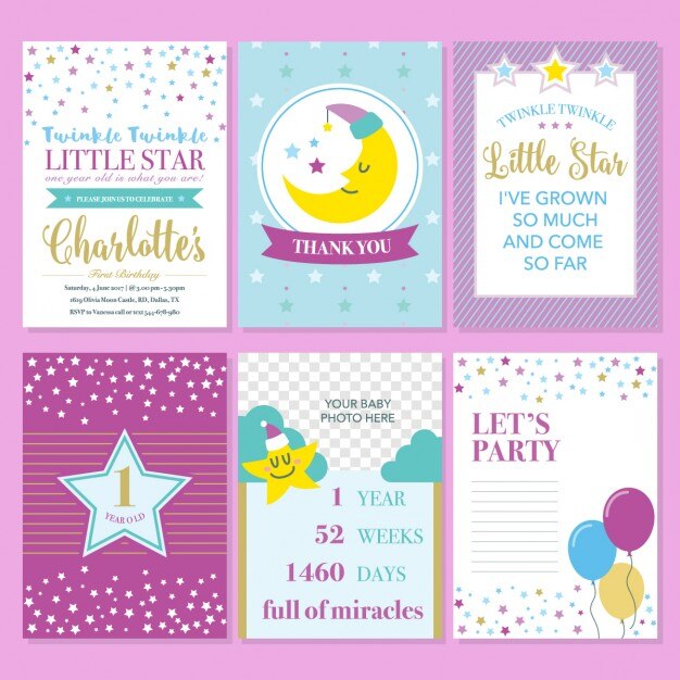 birthday invitation with a moon and stars