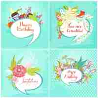 Free vector birthday invitations set