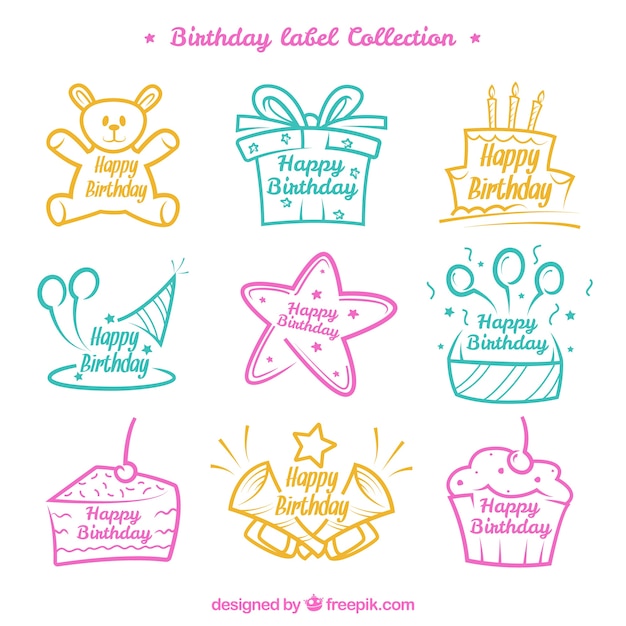 Free vector birthday label collection