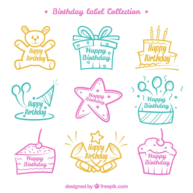 Free vector birthday label collection