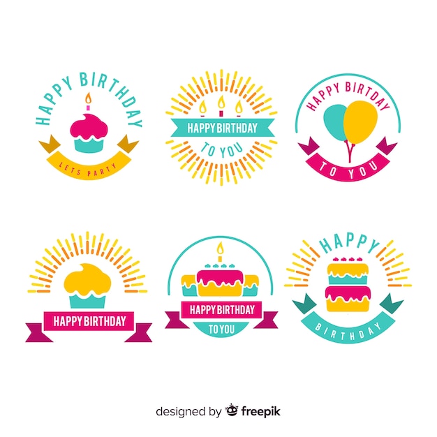Free vector birthday label collection