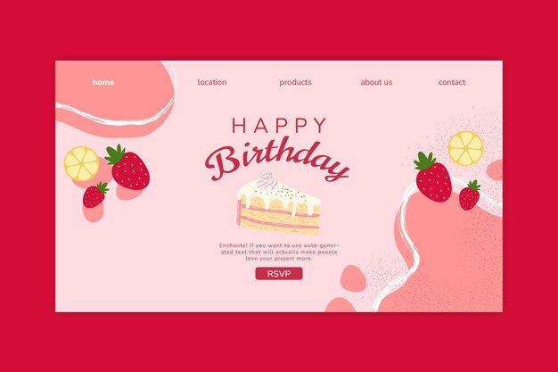 birthday landing page template design