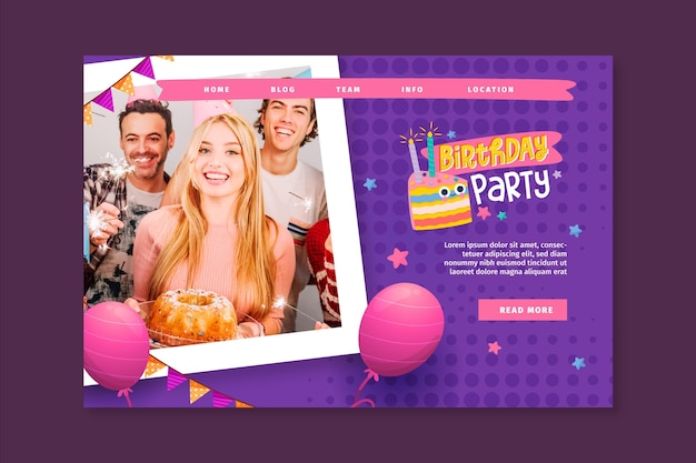 Free vector birthday landing page template