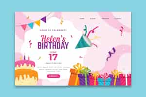 Free vector birthday landing page template