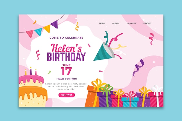 Birthday landing page template