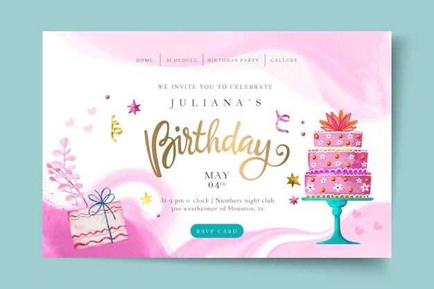 Free vector birthday landing page template