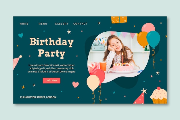 birthday landing page template